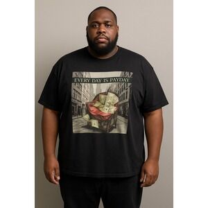 2Kays Mens T Shirt Black Every‎ Day Is Payday Graphic Print Size 4XL